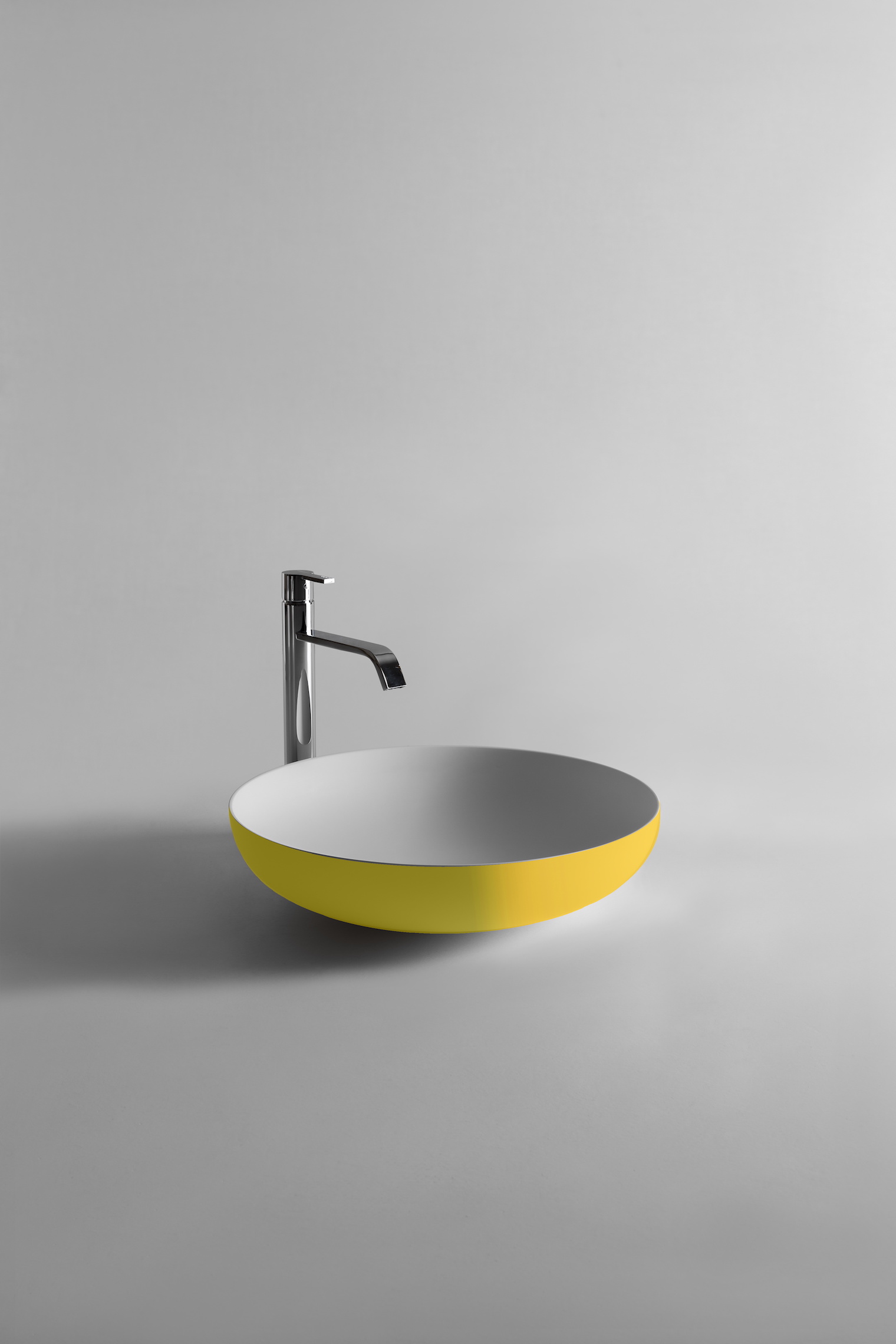 Pomysł na łazienkę, żółta umywalka